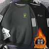 Nova Camiseta de Manga Longa com Gola Redonda Outono/Inverno 2025, Moletom Espesso Versátil da Moda com Forro de Lã, Camiseta Básica Masculina