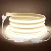 Tiras de luces LED COB de 220V con enchufe redondo estándar europeo, ultrabrillantes, impermeables, diseño lineal, aptas para uso en exteriores, techo de sala de estar e iluminación de tira LED flexible