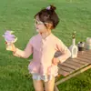 Traje de baño para niñas de Amazon Coreano de Secado Rápido Dividido de Manga Larga Protección Solar para Bebé Lindo y Dulce Traje de Baño para Niños