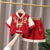 Vestido de um ano para meninos e bebês estilo chinês novo terno de verão infantil Chow-chow Hanfu vestido de verão vintage manga curta Tang terno