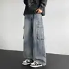 Jeans Lavados Retro Workwear de la Calle Principal Americana para Hombre, Pantalones Rectos Sueltos de Pierna Ancha, Nuevos Pantalones Largos Casuales de Otoño