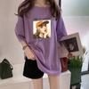 Verão 2023 Gola Redonda Manga Curta plus size Solto Midi Camiseta Top Mulheres Estampado Multicolorido Opcional Atacado de Fábrica