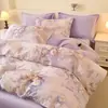 Conjunto de cama de quatro peças de algodão puro escovado com veludo, qualidade classe A para mãe e bebê, versão AB utilizável dos dois lados, espessado para o inverno, aquecido, 4 peças