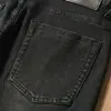 Otoño e Invierno Grueso Suave Rígido Yassel Sarga Elástico Casual Recto Ajuste Delgado Versátil Negro Gris Jeans para Hombres