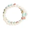Pulsera Original Hecha a Mano de Jade Blanco Bodhi Estilo Chino Nuevo Cultural y Creativa de la Montaña Putuo Pulsera de Cuentas de Piedra Shoushan para Mujeres