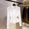 Nueva Camisa Blanca de Manga Larga con Diseño Francés para Mujer Verano 2026, Corte Entallado, Elegante Top de Moda para Mujer Tallas Grandes