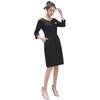 Moda directa de fábrica transpirable coreano corte ajustado ajustado cuello en V delgado verano para mujer ropa de negocios vestido negro con cuello corazón