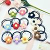 Laço de Cabelo de Lã com Florzinha Fofa Crochê Feito à Mão Scrunchie de Florzinha Volumosa Faixa de Cabelo Acessórios de Cabelo Elásticos de Três Camadas Headwear Mulheres