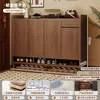 Gabinete para zapatos de entrada de tablero ecológico de madera maciza, un gabinete de almacenamiento combinado para la entrada del hogar, diseñado para colocarse contra la pared, ideal para el vestíbulo o el pasillo, e incluye un zapatero para almacenamiento