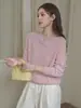 Estilo Casual Cashmere de Alta Qualidade Tricô Gola Redonda Outono e Inverno Seda Cashmere Estilo Old Money Elegante Seda de Amora Top de Manga Longa