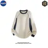 Sudadera de manga larga con cuello redondo y diseño color block de punto gofrado de alta calidad marca NASA, top casual y moderno para hombre para otoño