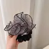 Malla Vintage Estampado Leopardo Plisado Grande para el Cabello Moda Versátil Accesorio para Cola de Caballo Scrunchie Cuerda para el Cabello