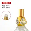 Botella octogonal de vidrio electrochapado para aceite esencial de perfume con aplicador rollerball, botella recargable, botella con aplicador rollerball para spray de masaje con líquido de esencia, botella cosmética