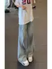 Jeans Azules de Trabajo Retro Americano para Hombre Verano Pantalones Bootcut Sueltos Estilo Bf Perezoso Pantalones de Pierna Ancha Scimitar