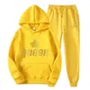 Sudaderas con Capucha Estampadas de Marca de Tendencia Otoñal Europea y Americana para Hombres y Mujeres, Conjuntos Deportivos Casuales y Pantalones de Chándal de Dos Piezas para Parejas