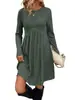 Vestido Longo de Outono e Inverno Amazon Espesso Boêmio Irregular Escovado Acima do Joelho Cor Sólida Feminino Saia Sino