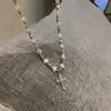 Collar Cruzado con Perlas para Hombre Cadena Minimalista para Clavícula de Mujer Diseño de Nicho Hip-Hop Joyería de Alta Gama