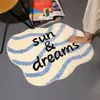 Alfombra con mechones al por mayor, diseño sencillo de letras, adecuada para uso doméstico, dormitorio, mesita de noche, baño, tapete absorbente, felpudo