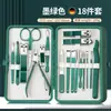 Set de Cortauñas y Cortaúñas Transfronterizo, Set de 26 Piezas Color Verde Oscuro, Pinzas para Cutícula de Acero Inoxidable, Tijeras para Uñas, Set de Herramientas de Manicura