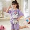 Pijama de verano para niña de manga corta con tacto de algodón, caricatura, niña pequeña linda, ropa para aire acondicionado, traje delgado, ropa para el hogar