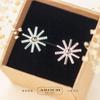 Aretes de Plata S925 Coreanos Navideños Románticos Copo de Nieve Girasol Diamante Lindos Joyería para la Oreja E1501