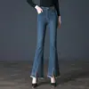 9201 Calça Flare com Fendas para Mulheres de Meia-Idade, Nova Calça Flare Levemente Slimming de Outono para Meia-Idade e Idosos, Tamanho Plus Casual de Cintura Alta