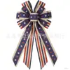 Guirlanda Patriótica, Novo Item Quente Transfronteiriço para o Dia da Independência Americana, Decoração de Porta da Frente com Laço Listrado Estrela de Juta Vintage