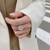 Anillo de plata de ley 925 estilo coreano minimalista con borde irregular y microabertura para mujer. Anillo de plata combinable.