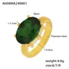 Anillo de piedra de cristal ovalada estilo corte francés, temperamento de lujo, acero de titanio chapado en oro de 18 quilates, joyería de mano para mujer, venta al por mayor