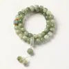 Pulsera Bodhi Verde Lechecido Similar al Jade con Dobles Círculos, Cuentas Budistas para Sostener en la Mano, Accesorios de Loto, Pulsera Versátil Estilo Chino Hanfu, Joyería Coleccionable