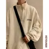 Moletom de Gola Alta com Meio Zíper Primavera e Outono Transfronteiriço para Homens, Solto Americano High Street Gola Alta Esportivo Ins Jaqueta Tendência Marca Tendência