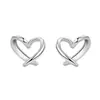 Pendientes de Cobre Blanco Amor para Mujer Diseño de Nicho Dulce Estilo Estudiante Pendientes con Diseño de Línea en Forma de Corazón Pendientes al por Mayor
