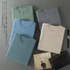 Nuevo Suéter de Cachemira para Hombre Otoño e Invierno Cuello Redondo Tejido de Panal Casual de Negocios Color Sólido Lana Manga Corta