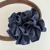 Elásticos de Cabelo Retro Coreanos Azul Marinho de Camada Dupla com Bolinhas Grandes e Pequenas para Meninas, Iluminando Penteados de Coque, Elásticos para Rabo de Cavalo, Acessórios de Cabelo