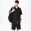 Conjunto Esportivo de Verão Novo Estilo Hong Kong para Homens da Enpu, Conjunto de Duas Peças com Camiseta Casual Elegante de Manga Curta Respirável