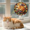 Flor Cruzada Gato Laranja Vidro Pingente Colorido Ornamento de Vidro para Pendurar em Casa Decoração de Janela Jardim Pegador de Sol