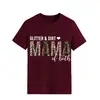 Camiseta de mujer con cuello redondo y letras de estilo europeo y americano de la estación independiente de Amazon, camiseta de manga corta con estampado GLITTER DIRT