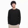 Camiseta LKTM Masculina 26AW Ponto Estruturado Gola V Pequena Manga Longa Unissex Caimento Solto Relaxado Camiseta Básica