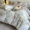 Juego de Cuatro Piezas de Algodón Tencel Lyocell de Fibra de Alta Gama Estilo Europeo con Funda de Edredón con Estampado Digital, Sábana y Juego de Ropa de Cama