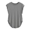 6067-25 Modal Holgado Abertura Cuello Redondo Manga Corta Chaleco Camiseta para Yoga Deportes al Aire Libre Ropa de Yoga Manga Corta