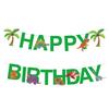 Bandeirola Animal Tropical Selva Pequeno Animal Festa de Aniversário Decoração Banner FELIZ ANIVERSÁRIO Dinossauro Flor Puxar
