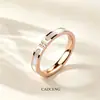 Anel de Aço Titânio Estilo Coreano Micro-cravado Duplo-diamante Madrepérola Branca Feminino Ouro Rosa 18k Dedo Indicador Distintivo Moda Trendy Versátil