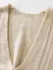 Nuevo Estilo Otoño e Invierno 2026 Estilo Holgado y Perezoso Cuello en V Color Sólido Sin Mangas Chaleco Tejido Retorcido de Cachemira Retro para Mujer