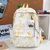 Mochila Estilo Americano Estilo Ins Gris Niebla Degradado con Diseño Dulce y Fresco, Modelo para Parejas para Escuela, Clase, Vacaciones y Viaje