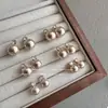 Pendientes Clásicos de Perlas Color Dorado Champagne de la Princesa Diana Estilo Francés Retro Femenino Bombilla Estilo Socialité Pendientes de Bola