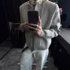 Cárdigan de Punto Mezclado Gris para Hombres y Mujeres, Chaqueta con Diseño de Botones Miu Otoñal, Ropa de Punto Estilo Perezoso