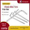 Chave Allen de Aço Carbono Niquelado, Chave de Fenda Hexagonal Interna em Forma de Cruz com Furo T10T15T20T25T30T40T5