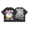 Cross-Border American Trendy Brand Ghost Face High Street Retro Lavado Retrato Solto Masculino e Feminino Manga Curta Mesmo Estilo Pye T-Shirt