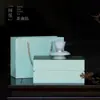 Bandeja de Cerâmica Verde Sombra Embossada Feita à Mão Bandeja para Gaiwan Conjunto de Chá Kung Fu Celadon Xícara do Anfitrião Xícara de Degustação Xícara de Chá Xícara da Feira