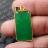 Colgante de jade verde sin carácter colgante roca de cuarzo Colgante cuadrado de jade colgante verde espinaca colgante de collar colgante de jade